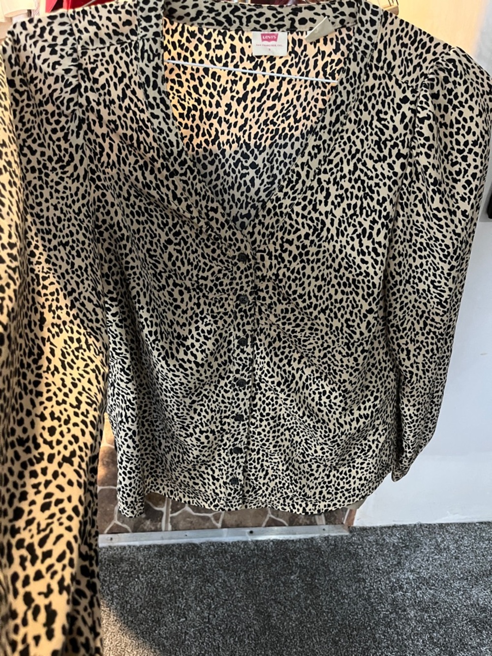 Levi's Beige and Black Leopard Print Button-Front Shirt